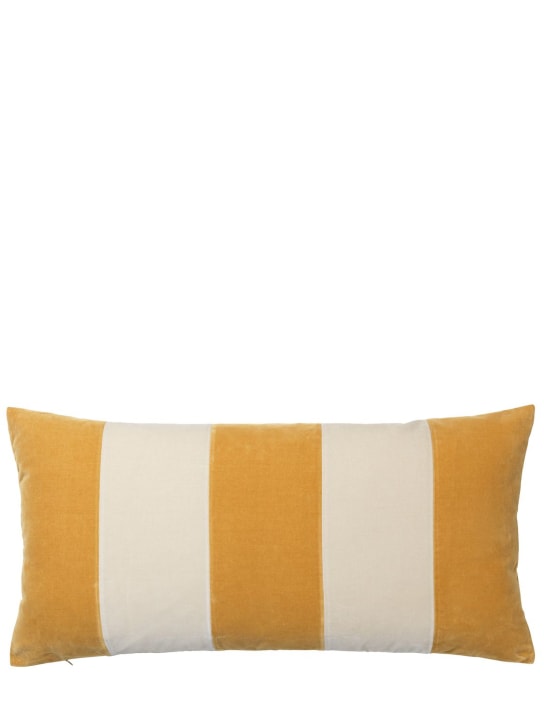 Christina Lundsteen: Striped velvet cushion - Yellow/Pink - ecraft_0 | Luisa Via Roma