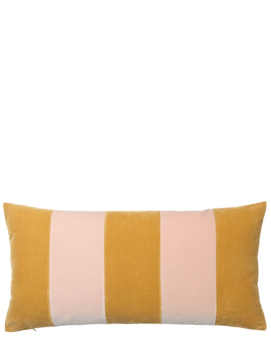 Christina Lundsteen: Striped velvet cushion - Sarı/Pembe - ecraft_0 | Luisa Via Roma