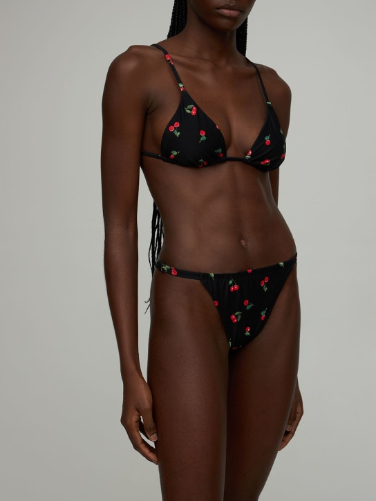 Weworewhat: Ruched adjustable bikini bottom - Black/Multi - women_1 | Luisa Via Roma