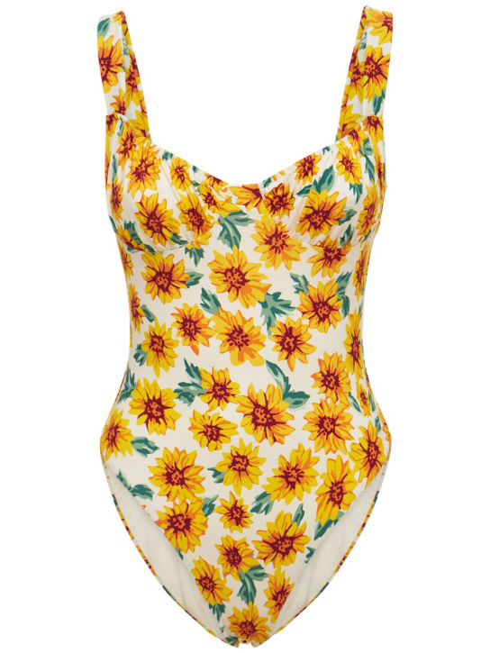 Weworewhat: Maillot de bain une pièce imprimé - Blanc/Jaune - women_0 | Luisa Via Roma