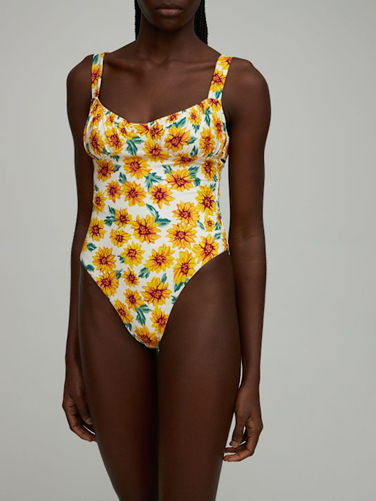 Weworewhat: Maillot de bain une pièce imprimé - Blanc/Jaune - women_1 | Luisa Via Roma