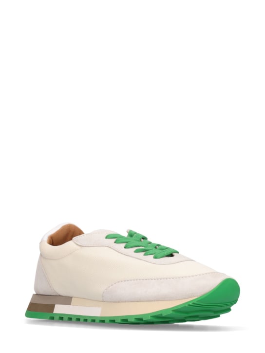 The Row: 20mm Owen leather & mesh sneakers - Ivory/Green - women_2 | Luisa Via Roma
