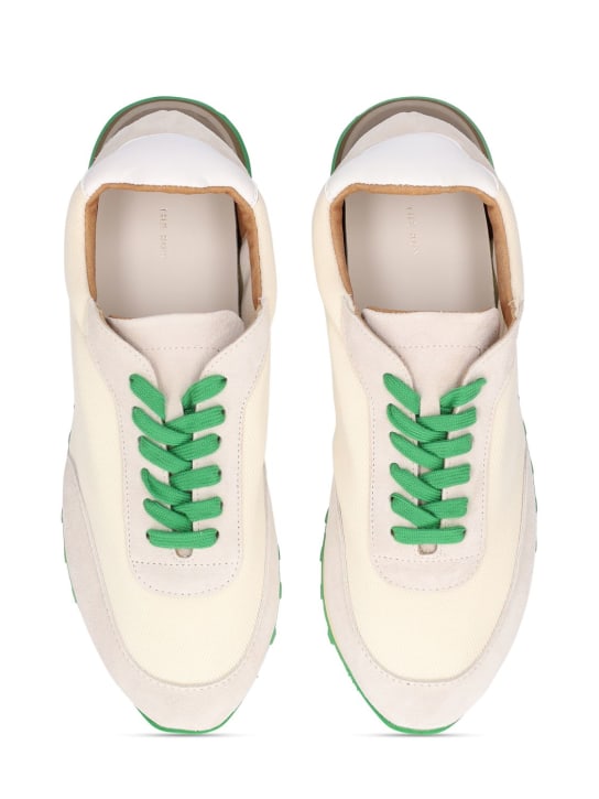 The Row: 20mm Owen leather & mesh sneakers - Ivory/Green - women_4 | Luisa Via Roma