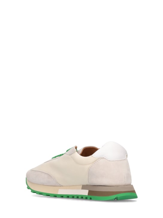 The Row: 20mm Owen leather & mesh sneakers - Ivory/Green - women_3 | Luisa Via Roma