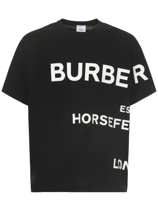 Burberry: Logo print cotton jersey t-shirt - men_0 | Luisa Via Roma