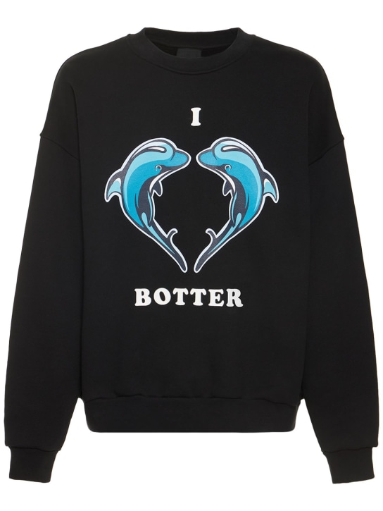Botter: Dolphin print cotton crewneck sweatshirt - Black - men_0 | Luisa Via Roma