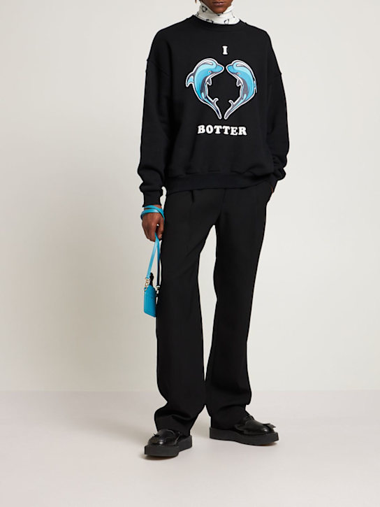 Botter: Dolphin print cotton crewneck sweatshirt - Black - men_1 | Luisa Via Roma