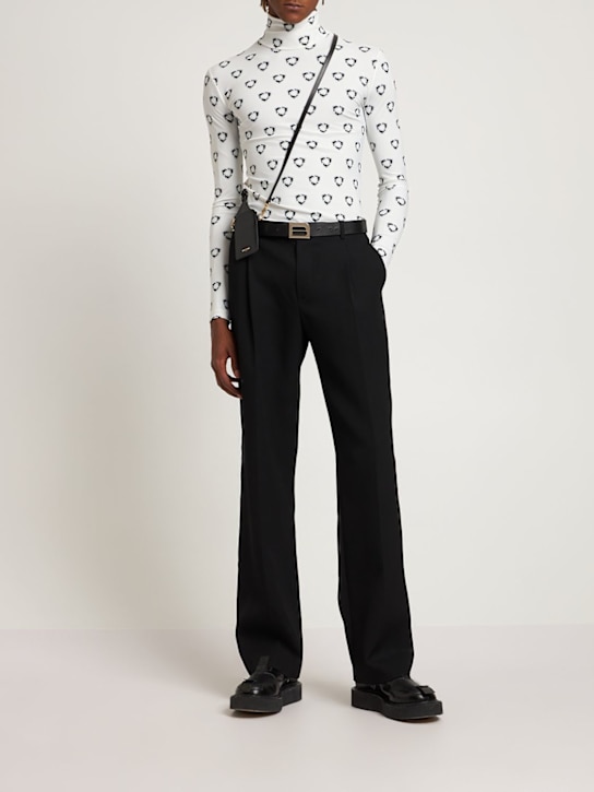 Botter: Haut en nylon imprimé dauphin à col roulé - Blanc Cassé/Noir - men_1 | Luisa Via Roma