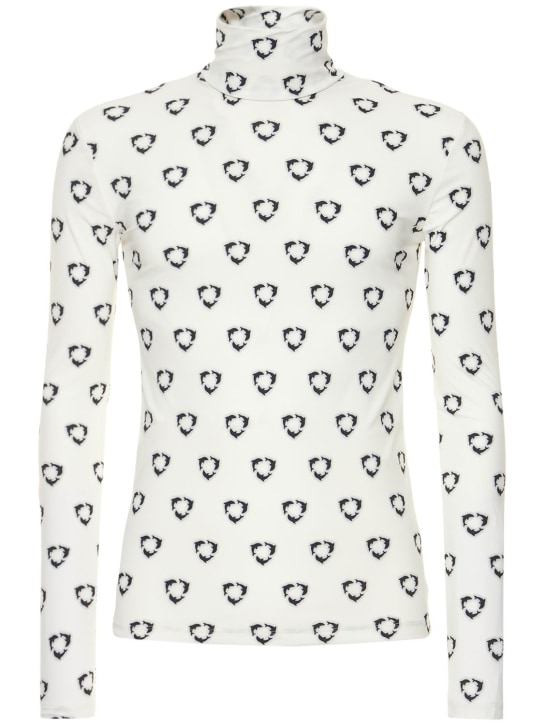 Botter: Haut en nylon imprimé dauphin à col roulé - Blanc Cassé/Noir - men_0 | Luisa Via Roma