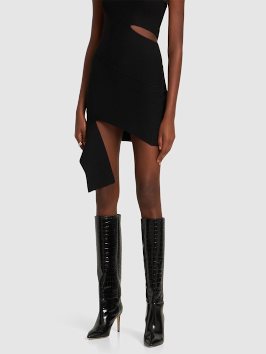 Paris Texas: 85mm Stiletto croc embossed boots - women_1 | Luisa Via Roma