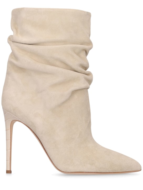 Paris Texas: 105mm Slouchy suede ankle boots - Cream - women_0 | Luisa Via Roma
