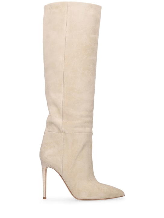 Paris Texas: 105mm Suede tall boots - Fil dişi rengi - women_0 | Luisa Via Roma