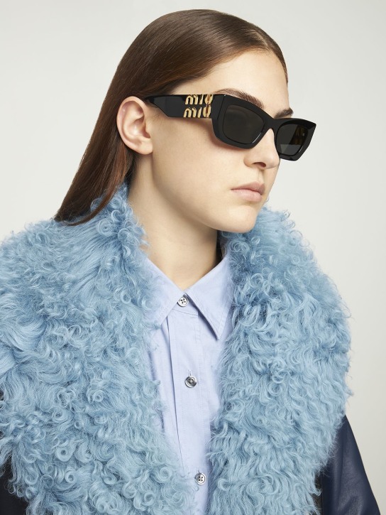 Miu Miu: Squared acetate sunglasses - Black/Grey - women_1 | Luisa Via Roma