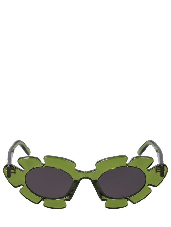 Loewe: Paula's Ibiza flower shaped sunglasses - Green/Smoke - women_0 | Luisa Via Roma