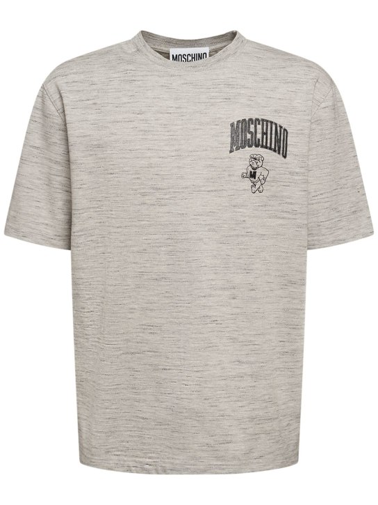 Moschino: T-shirt en jersey de coton à imprimé logo - men_0 | Luisa Via Roma