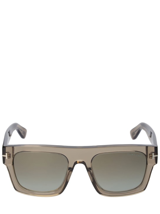 Tom Ford: Fausto squared acetate sunglasses - Oyster/Brown - women_0 | Luisa Via Roma