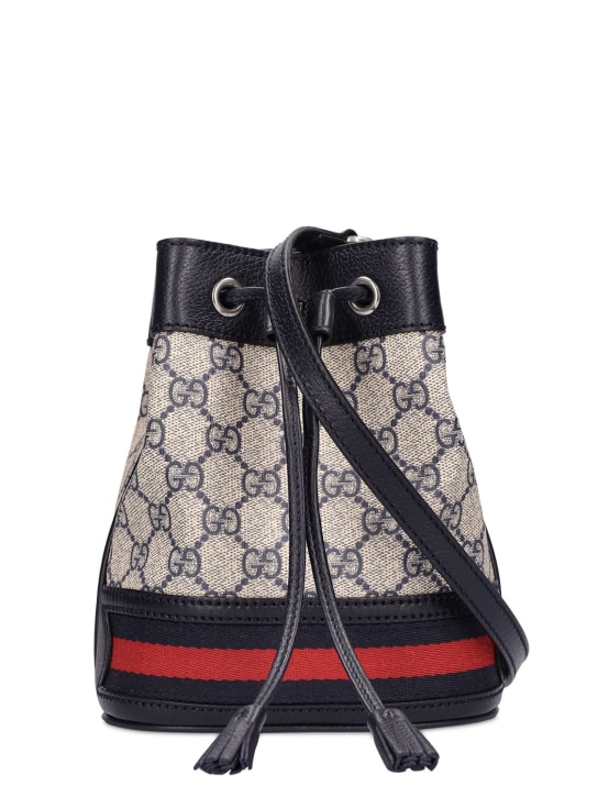 Gucci: Borsa a secchiello mini Ophidia GG Supreme - Beige/Blu - women_0 | Luisa Via Roma