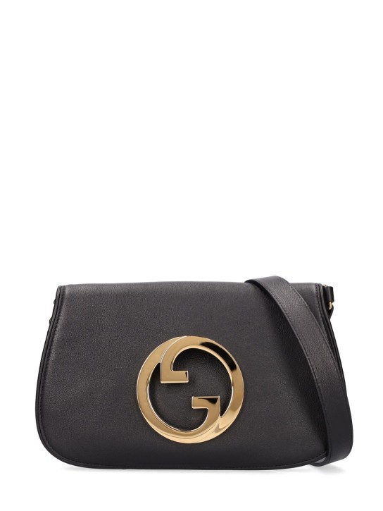 Gucci: Blondie leather shoulder bag - Black - women_0 | Luisa Via Roma