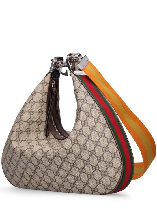 Gucci: Attache GG supreme hobo bag - Beige/Ebony - men_1 | Luisa Via Roma
