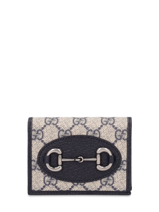 Gucci: 1955 Horsebit GG Supreme wallet - Beige/Blue - women_0 | Luisa Via Roma
