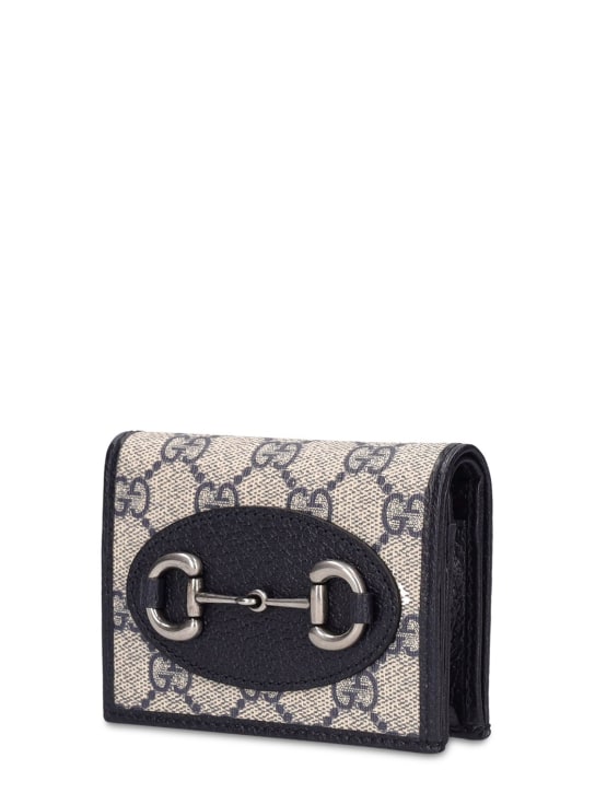 Gucci: 1955 Horsebit GG Supreme wallet - Beige/Blue - women_1 | Luisa Via Roma