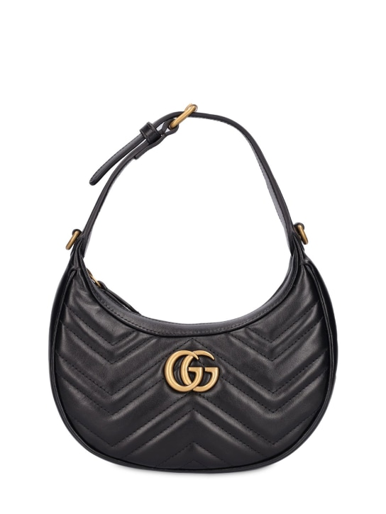 Gucci: Sac format mini en cuir GG Marmont - Noir - women_0 | Luisa Via Roma