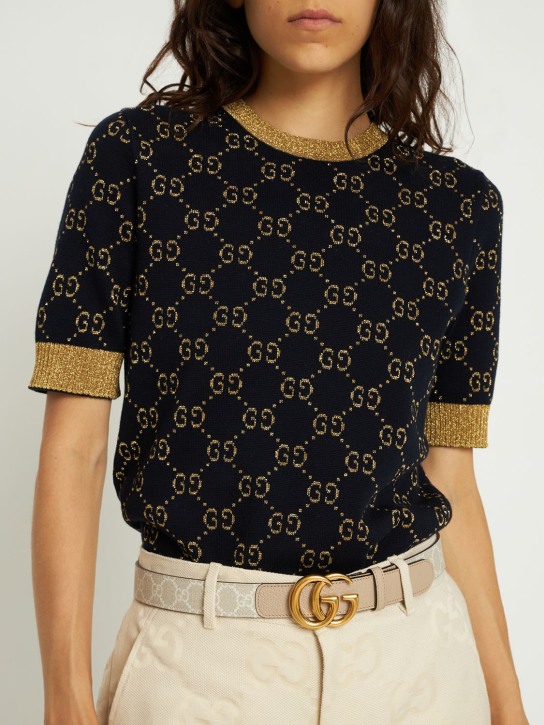 Gucci: 3cm Marmont GG Supreme canvas belt - Beige - women_1 | Luisa Via Roma