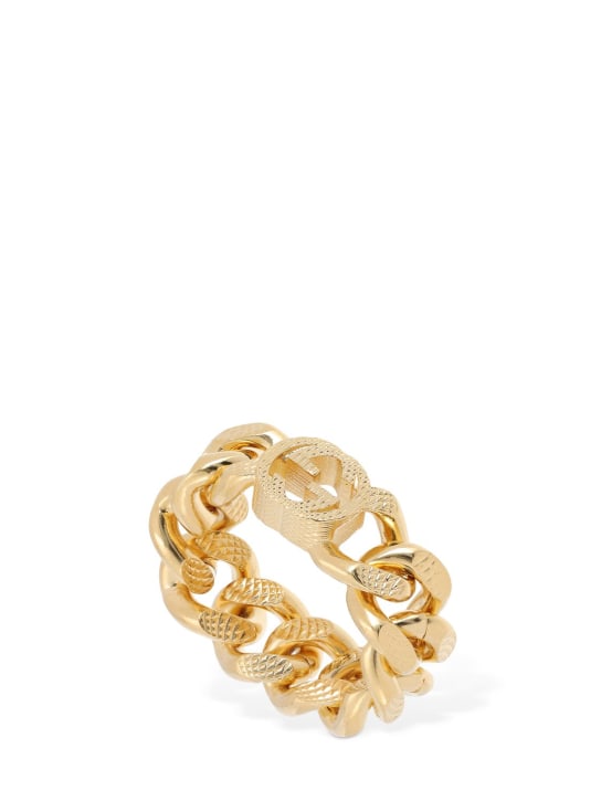 Gucci: Interlocking G chain ring - Gold - women_0 | Luisa Via Roma