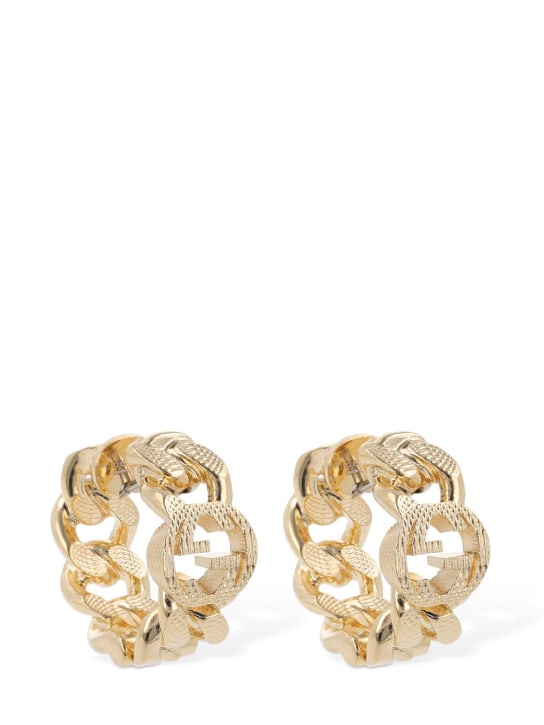 Gucci: Interlocking G chain hoop earrings - women_0 | Luisa Via Roma