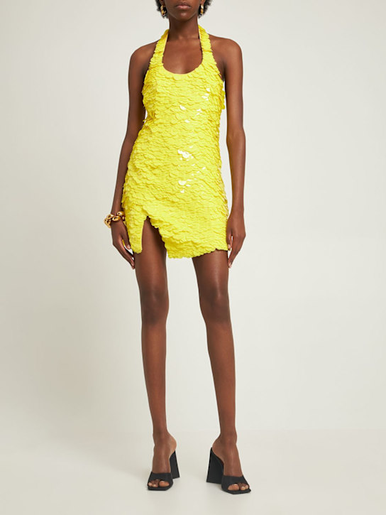 The Attico: Allium sequined mini halter dress - Yellow - women_1 | Luisa Via Roma