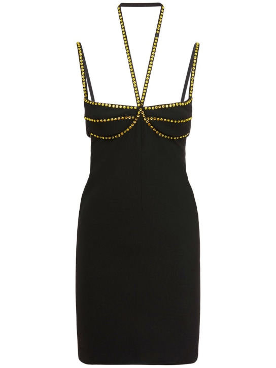 The Attico: Coco crepe mini dress w/ crystals - Black - women_0 | Luisa Via Roma