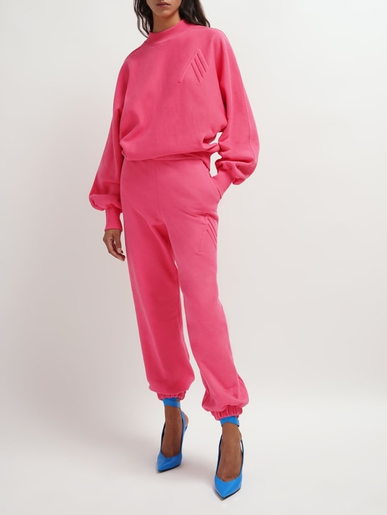 The Attico: Pantalones Peggy de felpa de jersey con logo - Rosa/Fucsia - women_1 | Luisa Via Roma