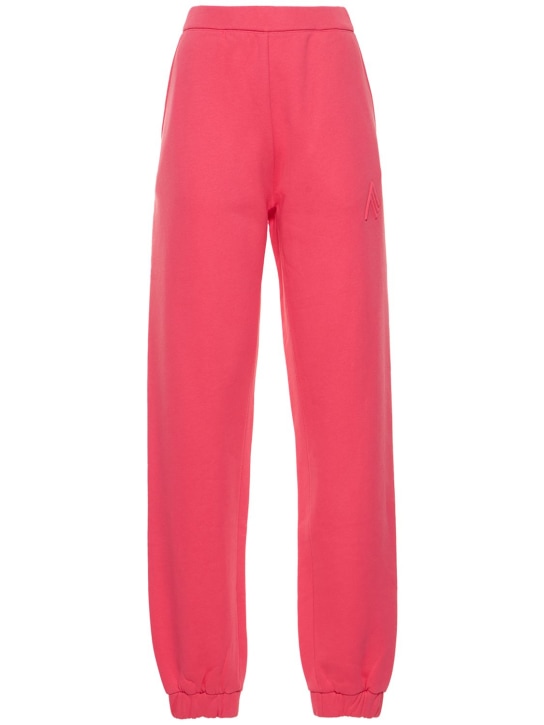 The Attico: Pantalones Peggy de felpa de jersey con logo - Rosa/Fucsia - women_0 | Luisa Via Roma