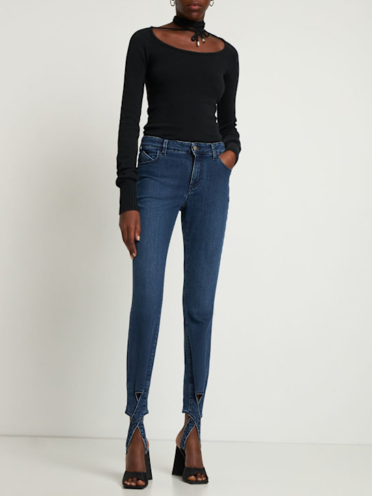 The Attico: Jeans Dakota de denim con estribos - Azul - women_1 | Luisa Via Roma