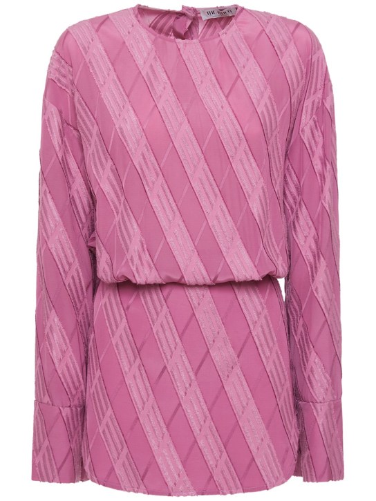 The Attico: Vestito con logo jacquard - Rosa - women_0 | Luisa Via Roma