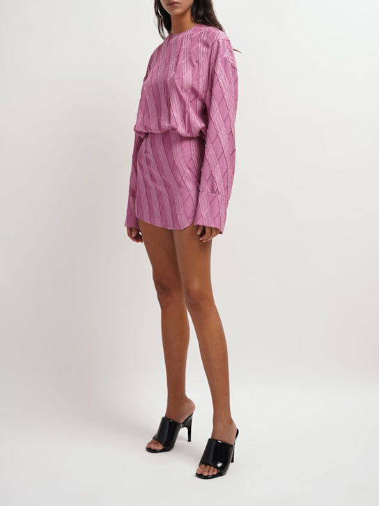 The Attico: Vestito con logo jacquard - Rosa - women_1 | Luisa Via Roma