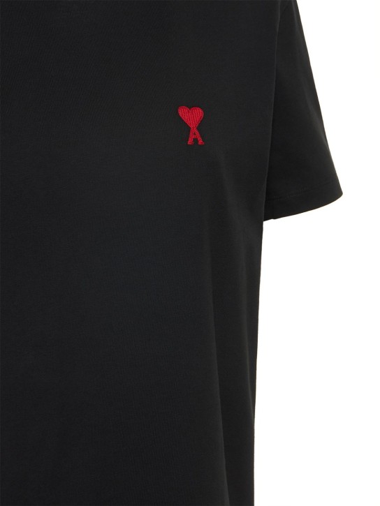AMI Paris: T-shirt en coton biologique Ami de Cœur - Noir - women_1 | Luisa Via Roma
