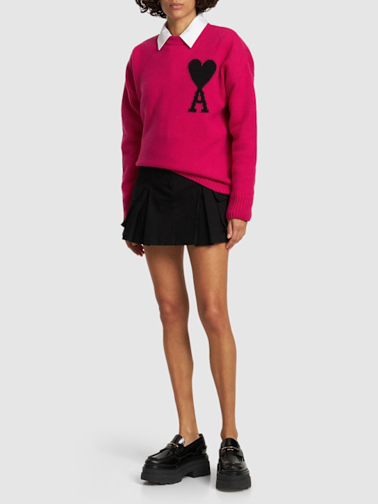 AMI Paris: Logo oversize wool crewneck sweater - women_1 | Luisa Via Roma