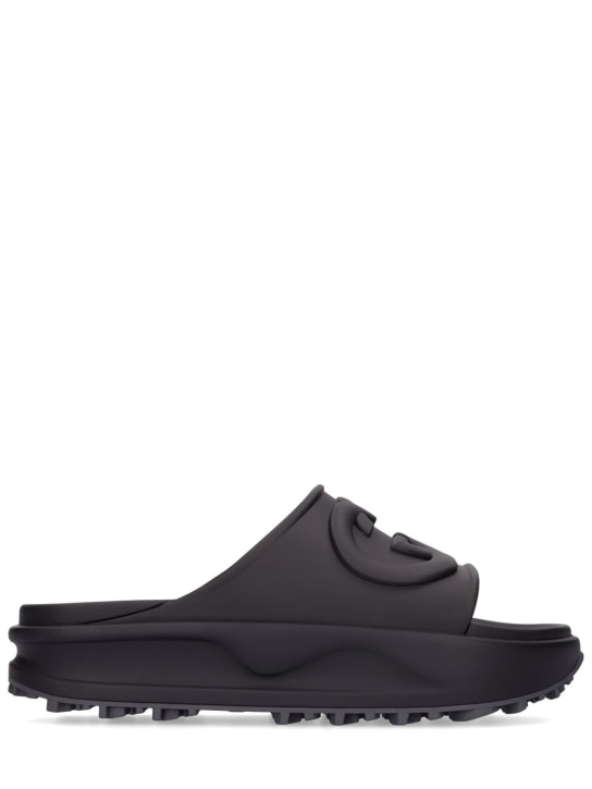 Gucci: Miami rubber slide sandals - Black - men_0 | Luisa Via Roma
