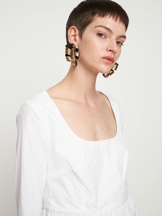 So-le Studio: Nastro leather stud earrings - Gold - women_1 | Luisa Via Roma