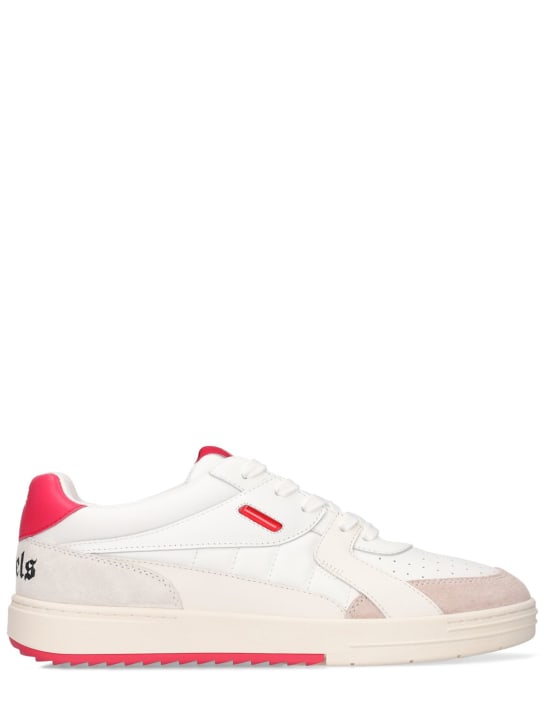 Palm Angels: Palm University leather low-top sneakers - White/Red - men_0 | Luisa Via Roma