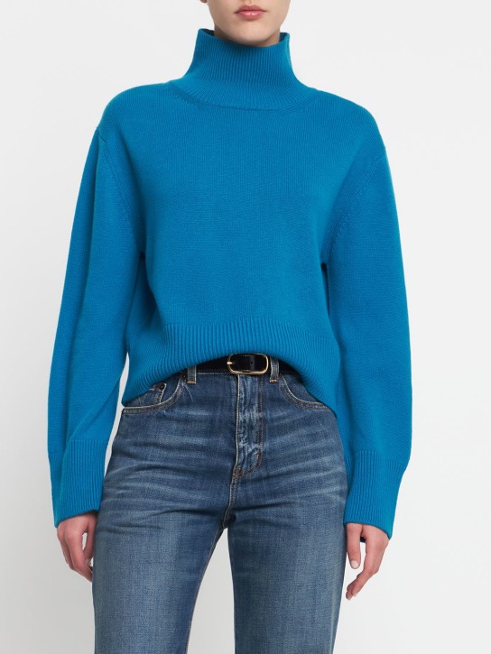 Annagreta: Maglia collo alto Anna in cashmere - Blu - women_1 | Luisa Via Roma