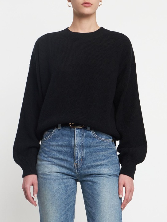 Annagreta: Agnese圆领羊绒毛衣 - 黑色 - women_1 | Luisa Via Roma