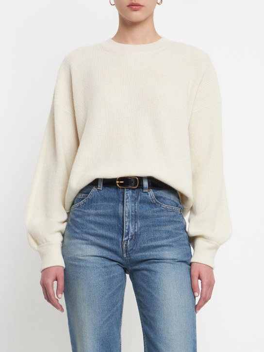 Annagreta: Agnese圆领羊绒毛衣 - 白色 - women_1 | Luisa Via Roma