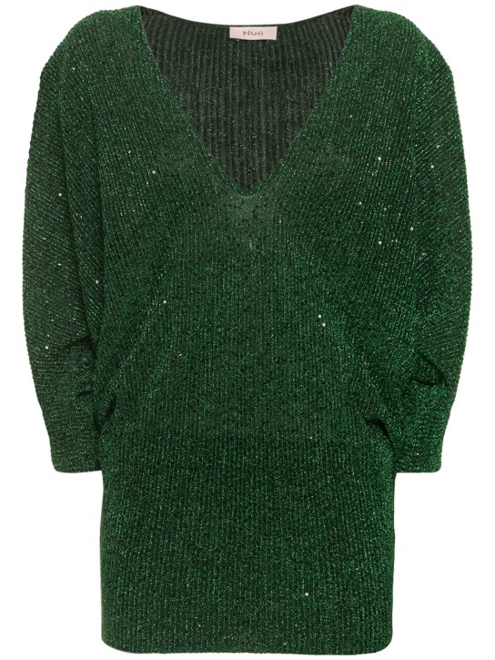 Nué: Kenza embellished plunge neck mini dress - Green - women_0 | Luisa Via Roma