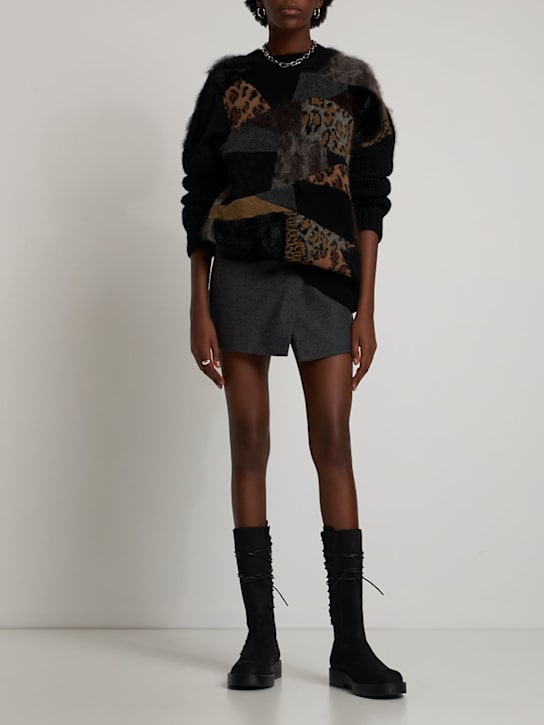 JUNYA WATANABE: Strickpullover aus Woll-Patchwork - Multi Schwarz - women_1 | Luisa Via Roma