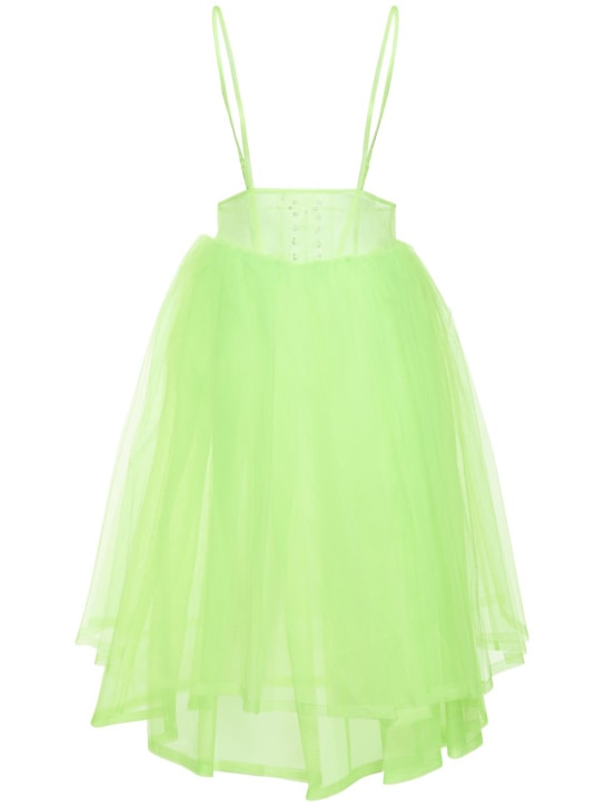 Noir Kei Ninomiya: Vestito midi in tulle di nylon - Giallo Fluo - women_0 | Luisa Via Roma