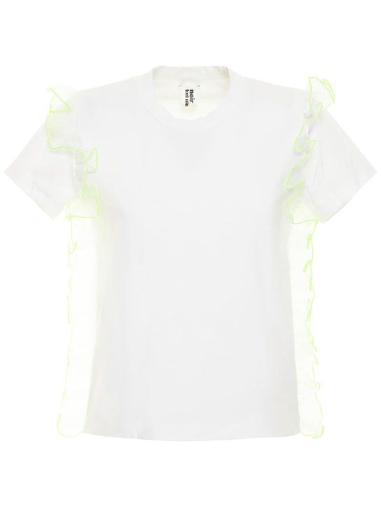 Noir Kei Ninomiya: Camiseta de algodón y volantes de organza - Blanco - women_0 | Luisa Via Roma