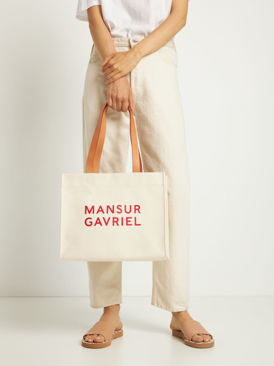 Mansur Gavriel: Sac cabas en toile de coton MG Signature - Natural - women_1 | Luisa Via Roma