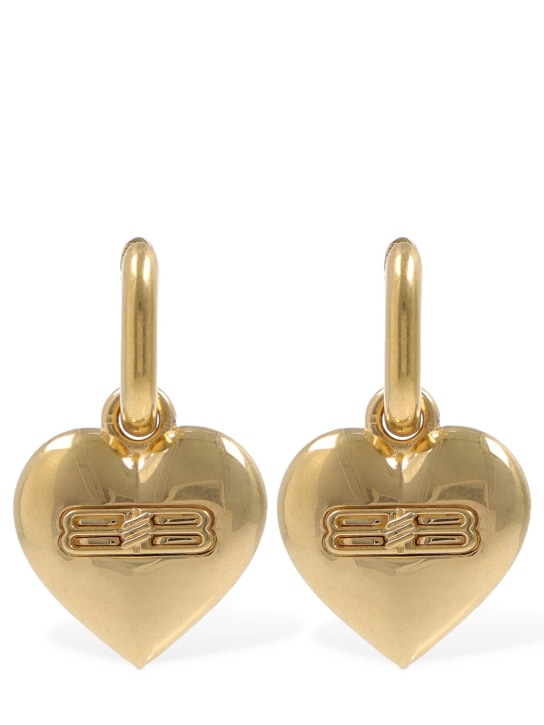 Balenciaga: BB Icon heart brass earrings - Altın Rengi - women_0 | Luisa Via Roma